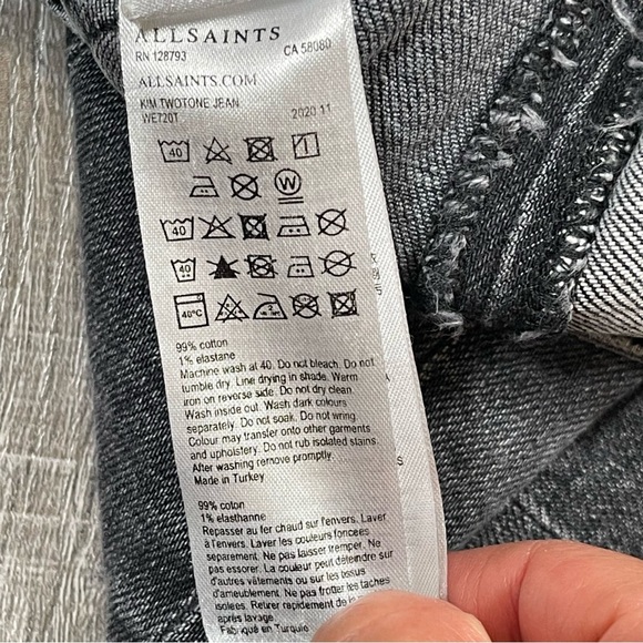 Allsaints Women’s Kim Twotone Jeans Size 26 Black - Picture 5 of 5